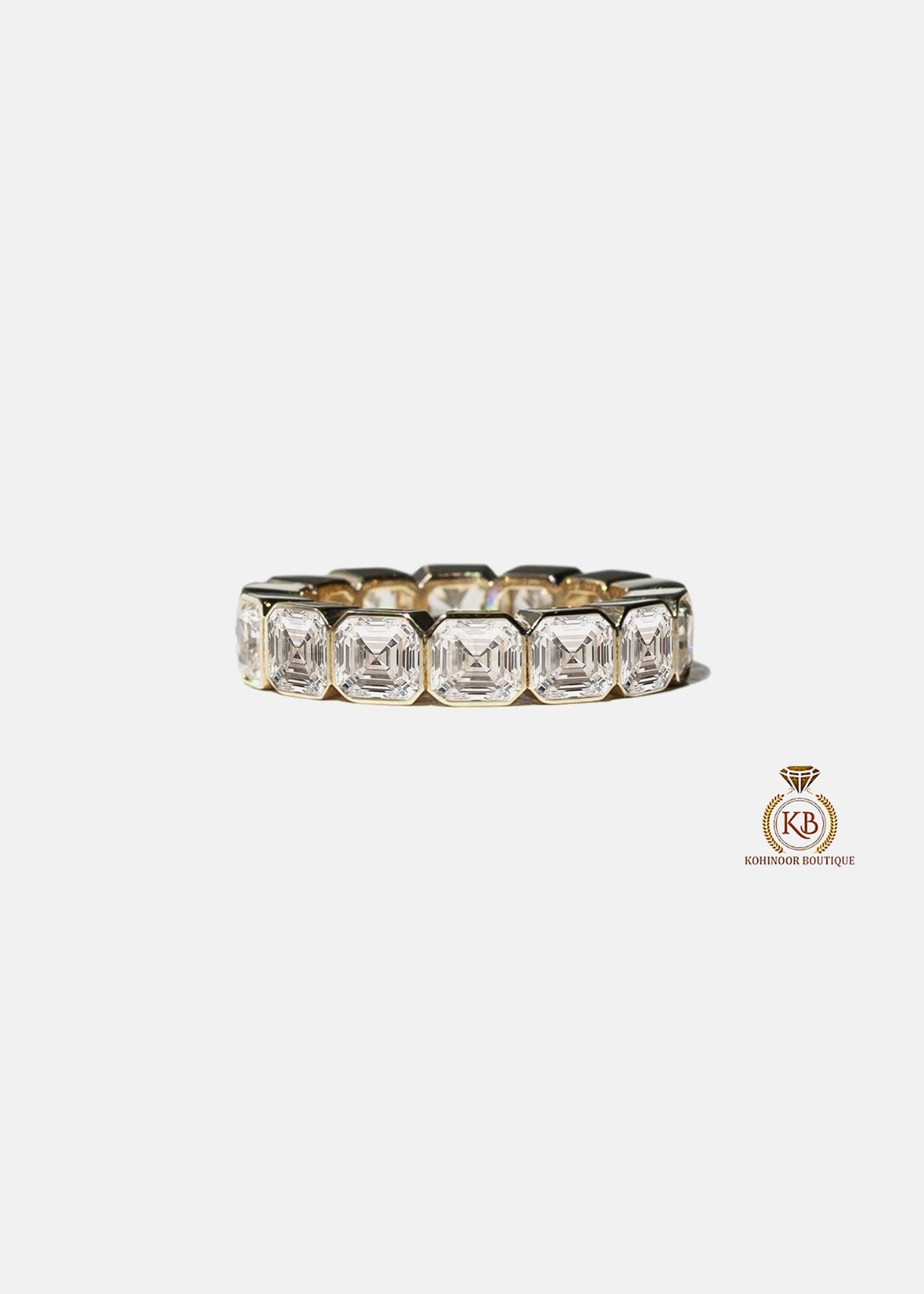 Asscher Moissanite eternity band, Full Half eternity wedding band, stackable band, wedding anniversary gift for wife, ring for women