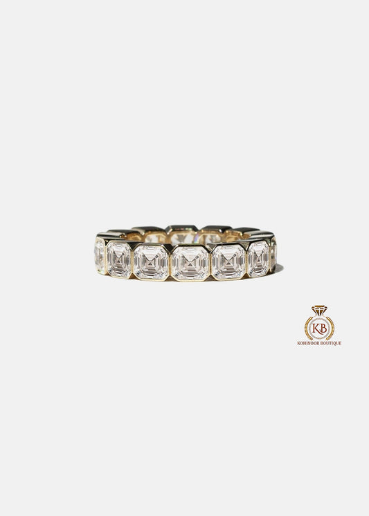 Asscher Moissanite eternity band, Full Half eternity wedding band, stackable band, wedding anniversary gift for wife, ring for women