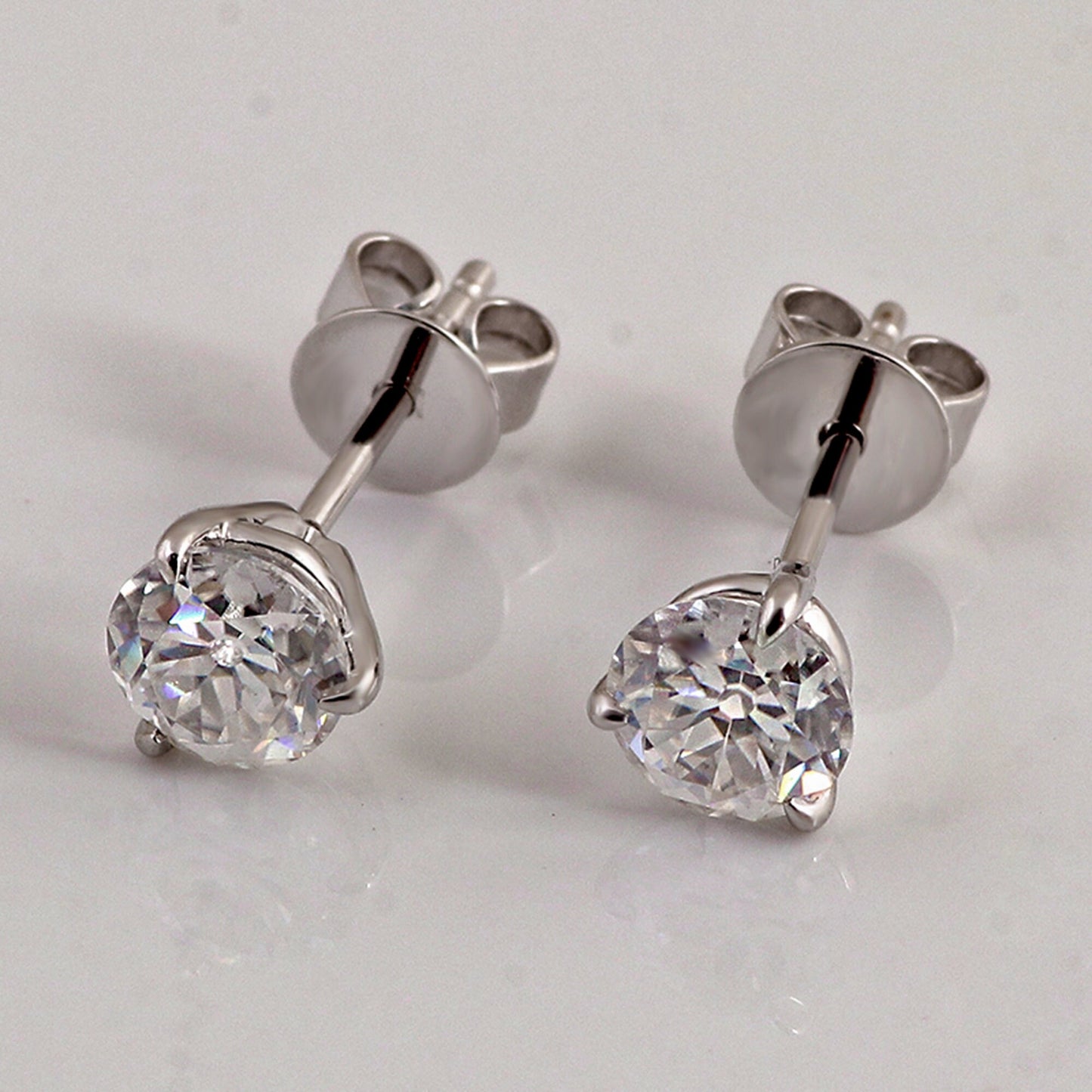 Round Old Mine Cut OMC Martini Set Moissanite Earrings studs , Studs for women, Mother's day gift, Push back earring, wedding studs