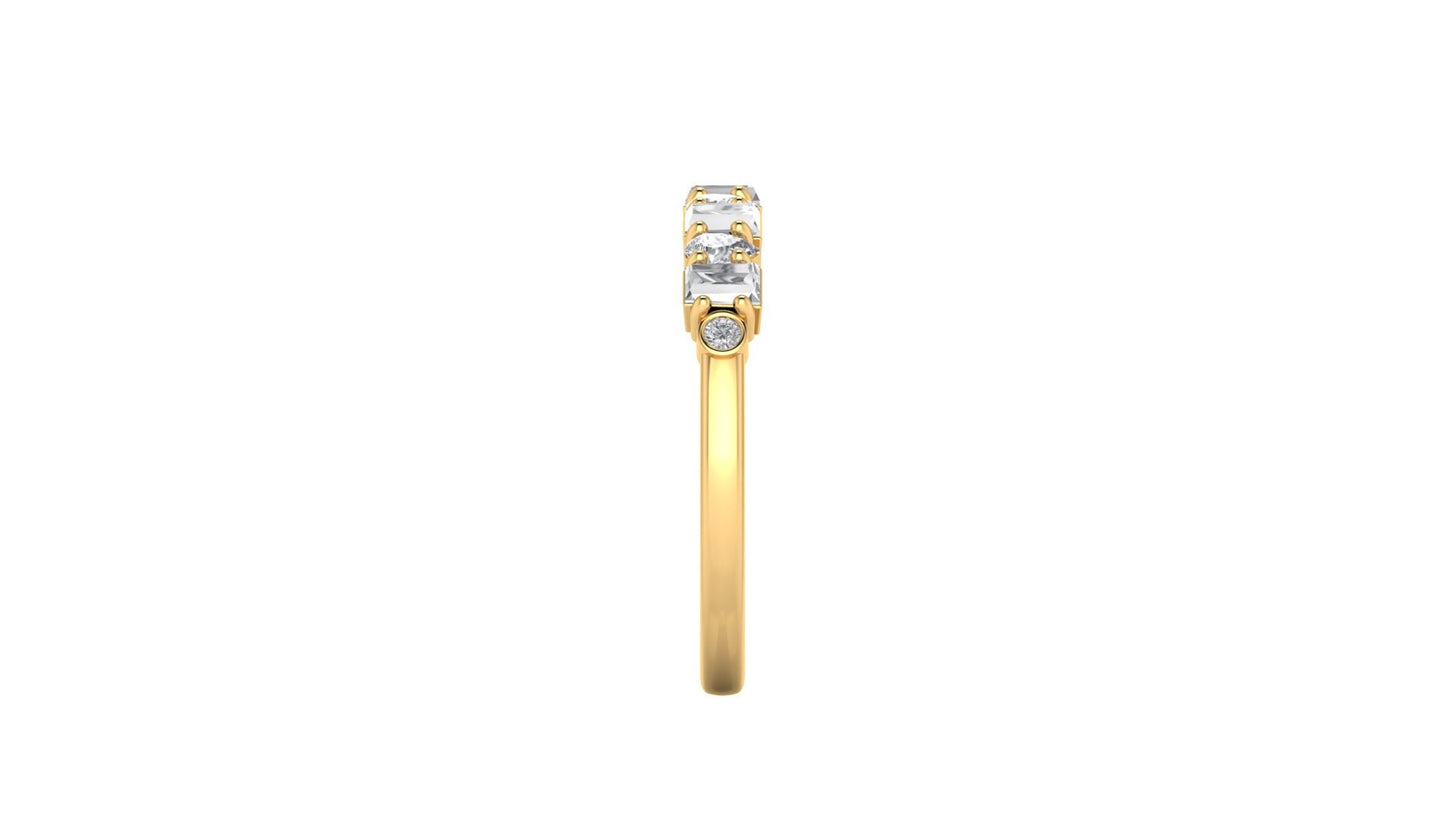 Pear & Tapered Baguette Cut Mosaic Moissanite Half\Full Eternity Band, Minimalist Bridal stackable wedding band in White\Yellow\Rose Gold