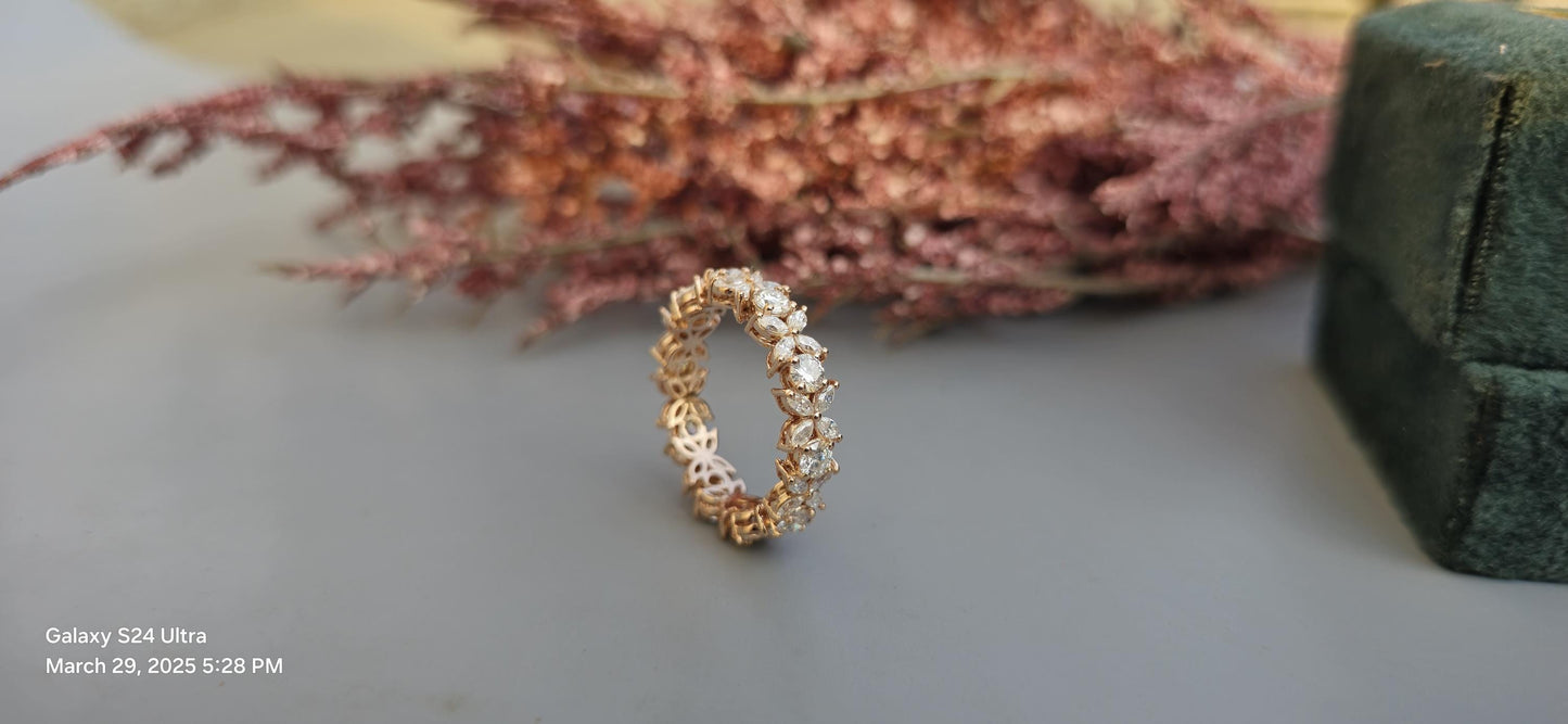 Marquise Alternating Lab grown diamond eternity wedding band, Bridal stackable, Anniversary gift for wife, Right hand ring