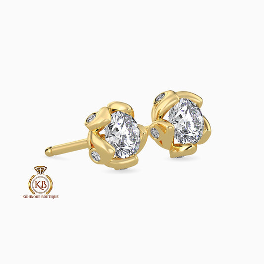 Victorian Round Cut Moissanite floral Stud Earrings, Push Back Earrings, Anniversary Gift for wife , birthday gift for girls, sister