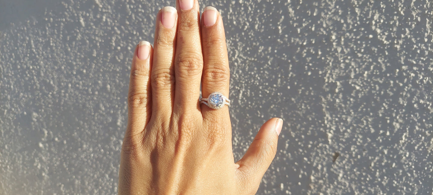 Round Moissanite Halo Insert Wedding bridal Set solitaire Engagement\Bridal\propose\anniversary Ring with 18k\14k\10k White\Yellow\Rose Gold