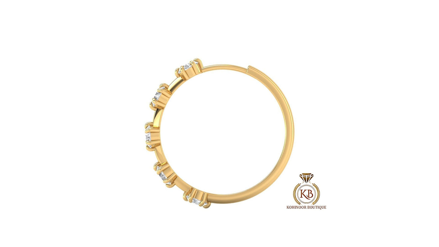 Round Moissanite eternity hoops and huggies, lightweight, easy to wear, must-have for every jewelry collection, easily fit any occasion.