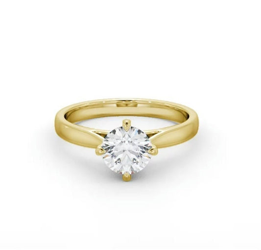 Compass prong set Round Cut Classic Solitaire cathedral set Moissanite Engagement Ring in 18k\14k\10k, ring for her, gift for women.