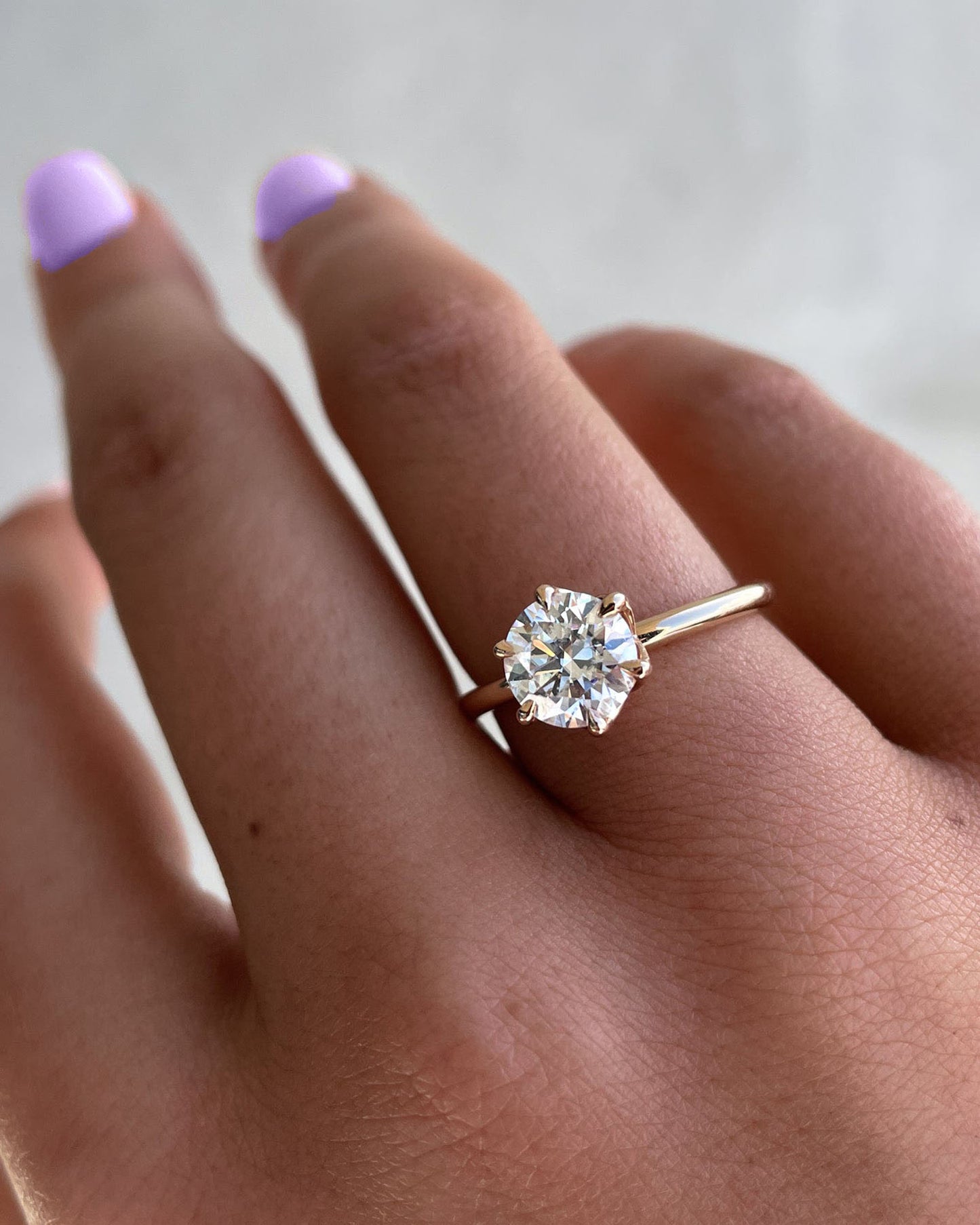 Tulip Lotus Prong Round Moissanite Solitaire Engagement Ring,flower basket  Promise\proposal Ring.