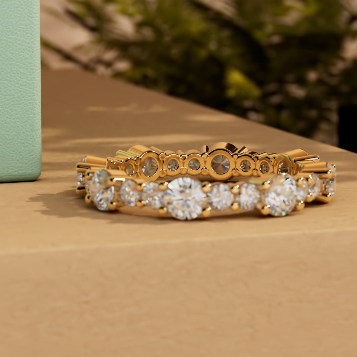 Round Cut Moissanite Wedding Band, stackable Bridal ring available in 18k\14k\10k and White\Yellow\Rose Gold, Silver, Platinum