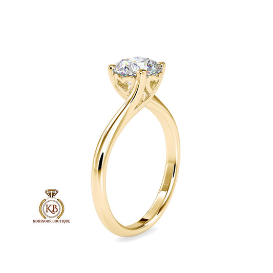 Round Cut Classic Solitaire with Unique Heart Basket Moissanite Engagement ring, ring for women, ring for her.