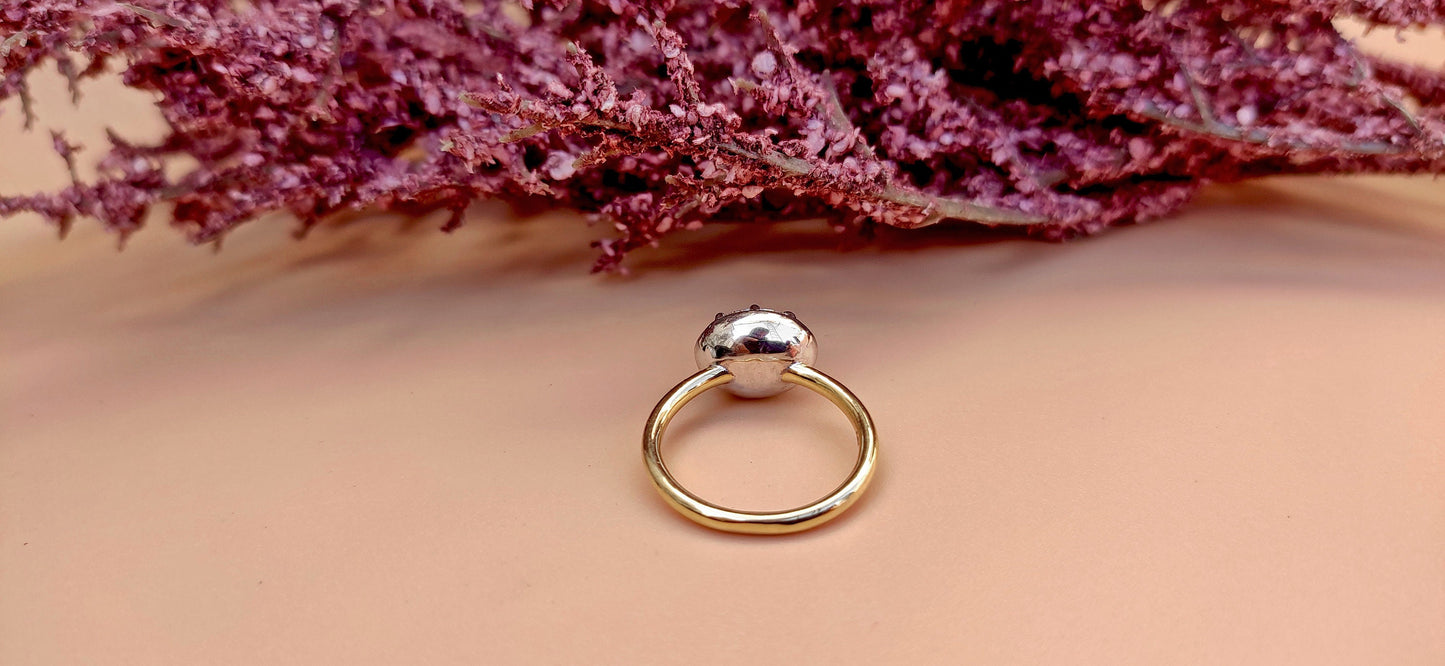East west set Oval Moissanite Button Back Georgian Cut Down Set Solitaire Engagement ring, ring for women, Ring for her.