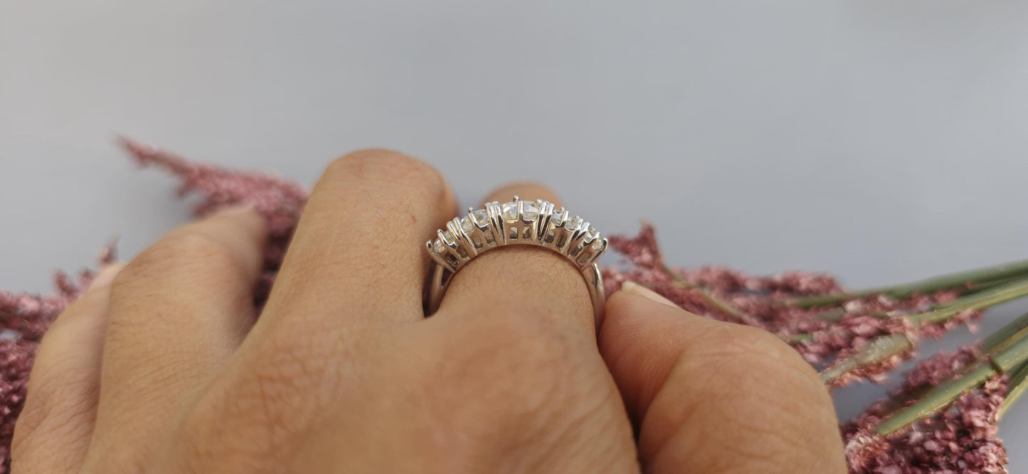 5 stone graduated OMC Old Mine Cut Cushion Moissanite ring, Anniversary Band, Anniversary gift for wife, ring for her, Right-hand ring
