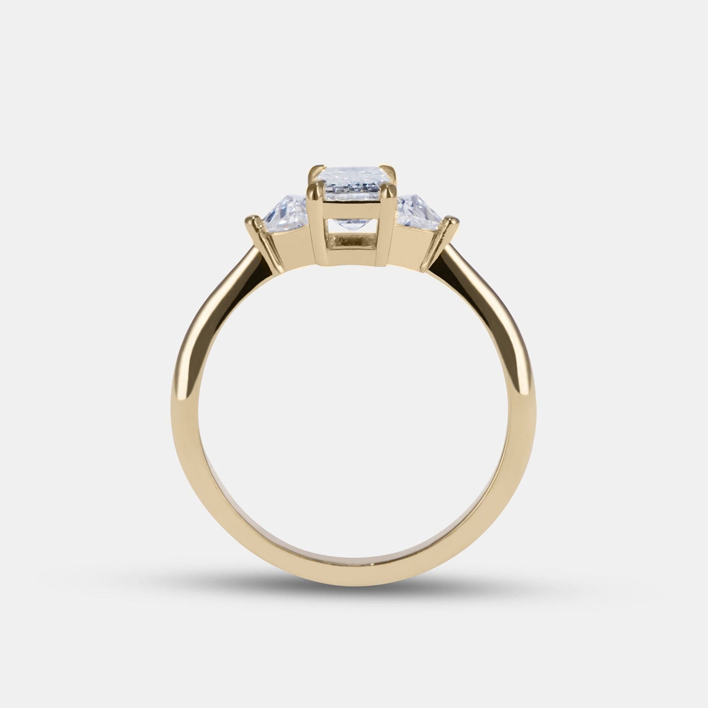 Emerald & Trilliant\Trillion 3 stone moissanite diamond Engagement\propose\Bridal Ring 18k\14k\10k White\Yellow\Rose Gold