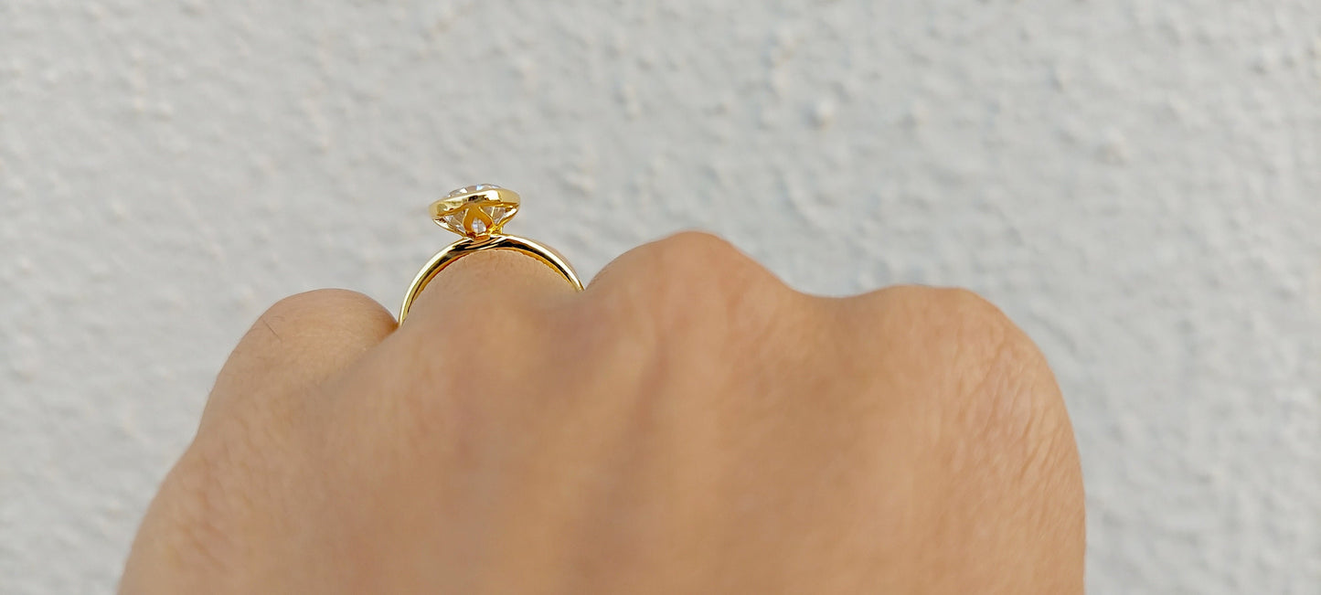 Tulip Lotus Basket Oval Bezel Moissanite Solitaire Engagement Ring, flower basket  Promise\proposal Ring.