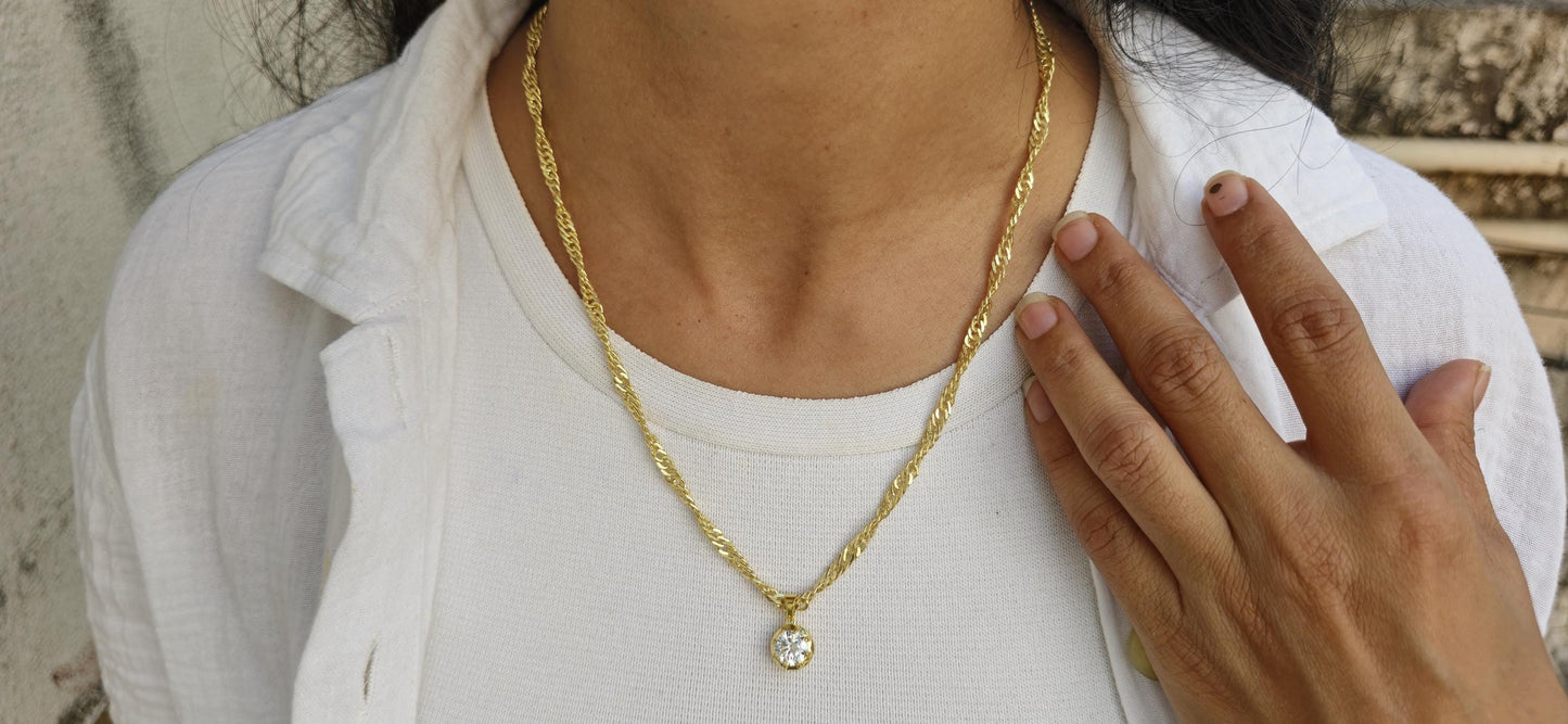 Round Cut Lab grown diamond Pendant, Collet set Georgian cut down Button back set Pendant without chain, pendant for women, gift for women