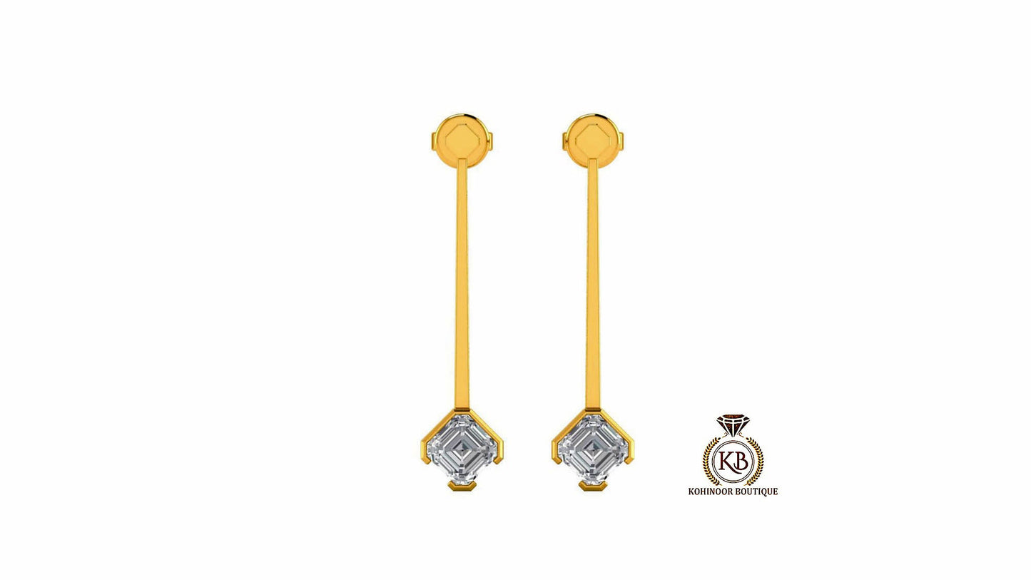 Asscher Octagonal Cut Kite Set Moissanite Hang on a Dangler Drop Screw Back Earrings for women, Party Earrings, Statement Earrings