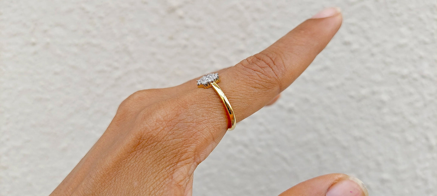 Cluster Art Deco Moissanite Floral Flush Set Engagement ring, statement ring, Right hand ring, cocktail ring, ring for women