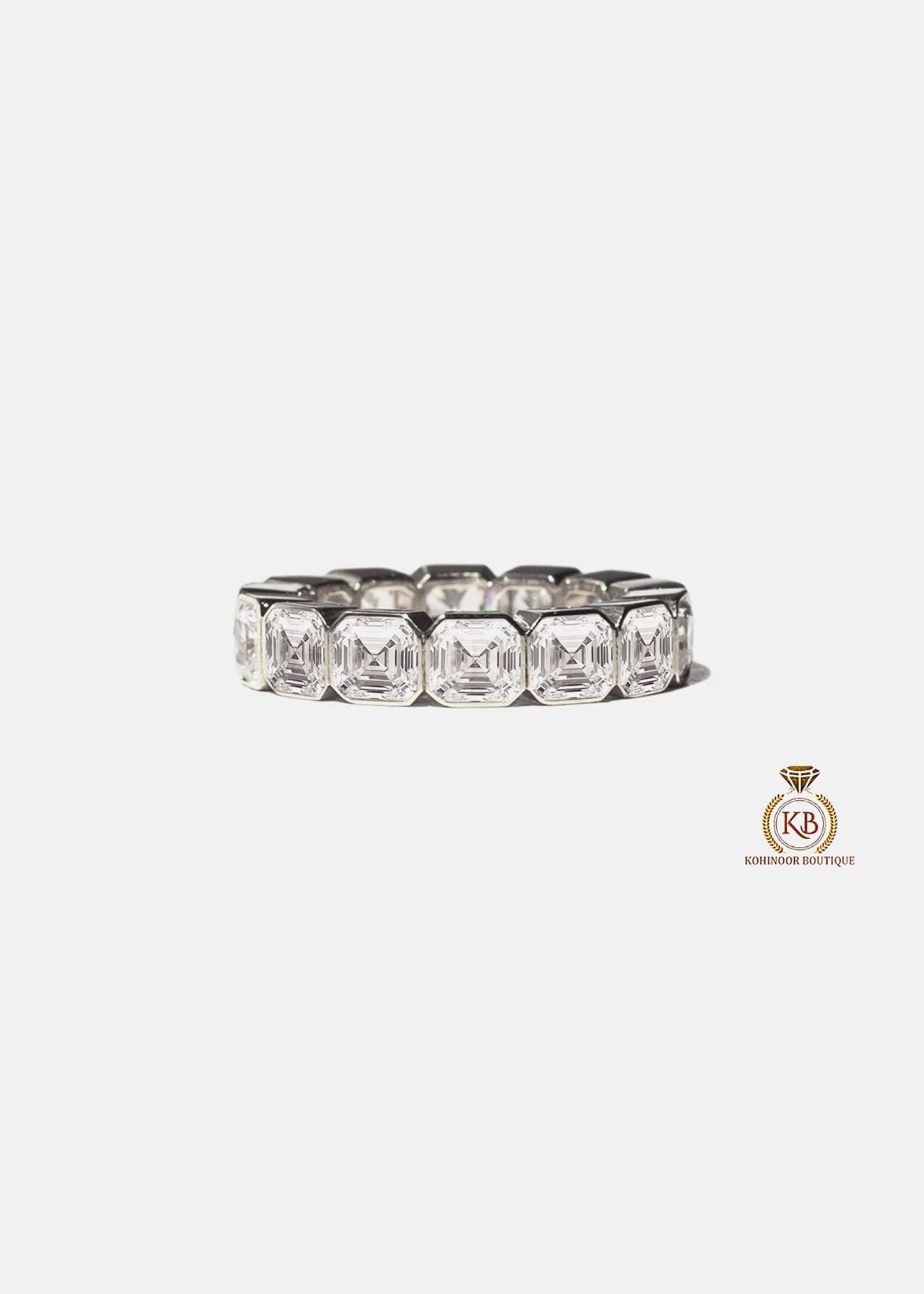 Asscher Moissanite eternity band, Full Half eternity wedding band, stackable band, wedding anniversary gift for wife, ring for women