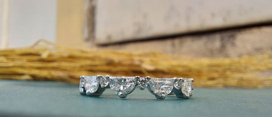 Half Moon Lace moissanite wedding band, Available in 3 styles Half Eternity\ Full Eternity\ Open end Full Eternity.