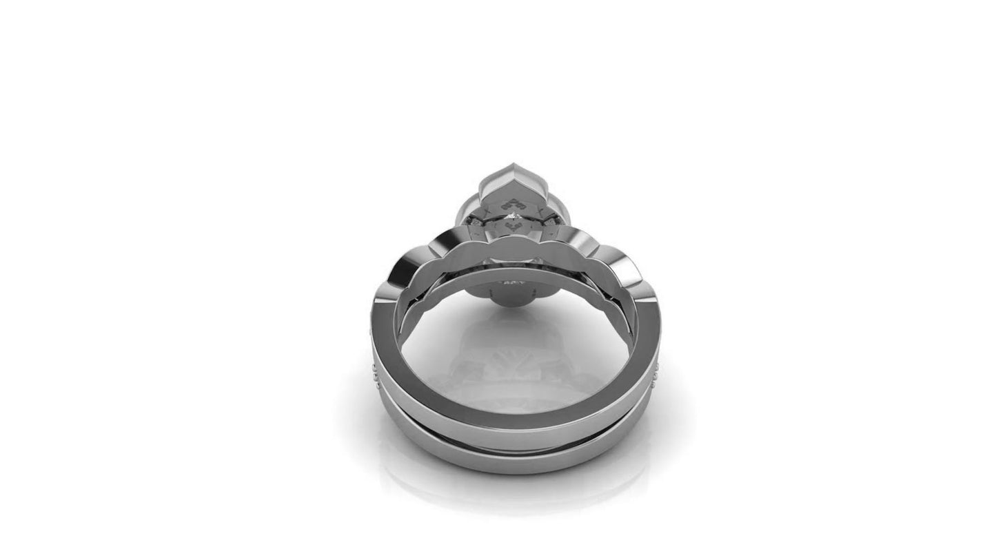 Pear Halo Moissanite Bridal Ring Set, Wedding Bridal Set, Anniversary gift for wife, Ring for women