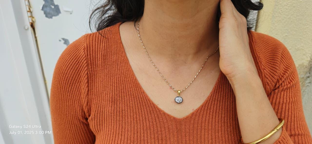 East west oval Cut Moissanite Pendant, Georgian cut down set Pendant without chain, Blackened gold pendant, Pendant for women, gift for her