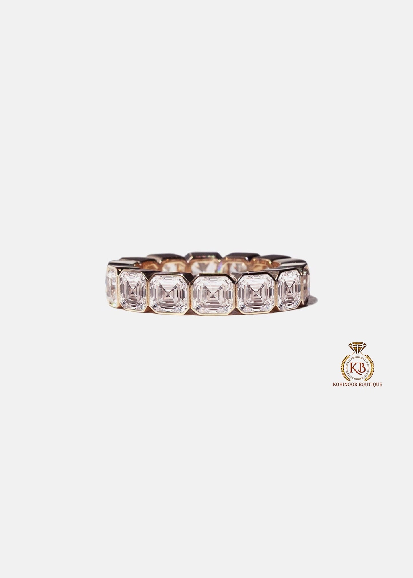 Asscher Moissanite eternity band, Full Half eternity wedding band, stackable band, wedding anniversary gift for wife, ring for women