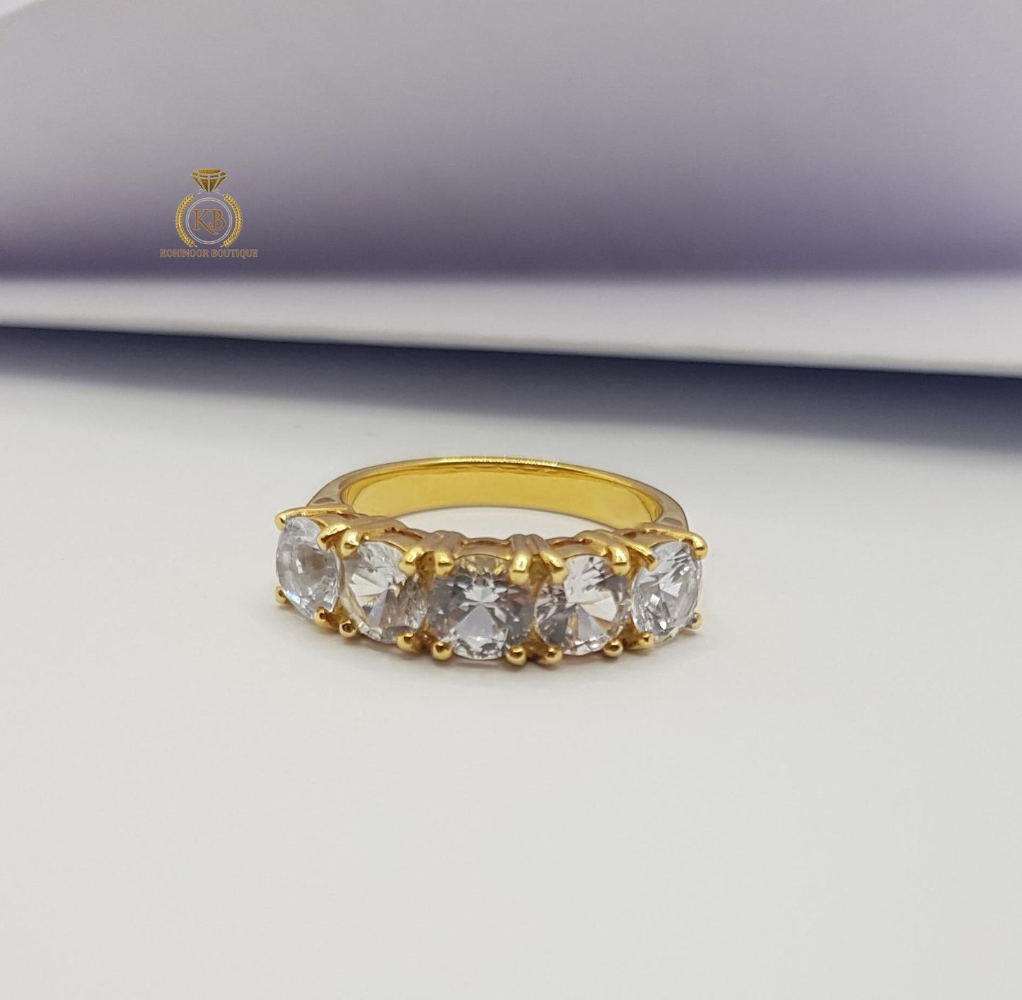 Vintage Round Cut 5 stone Moissanite wedding band, anniversary Band, wedding band, gift for wife, ring for her