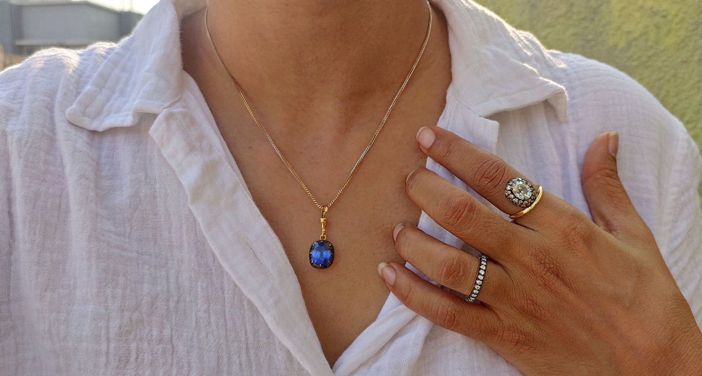 Floating Old mine cut Oval Halo set Georgian Moissanite Solitaire Engagement ring, Ring for her, right hand ring, Vintage Pave basket ring