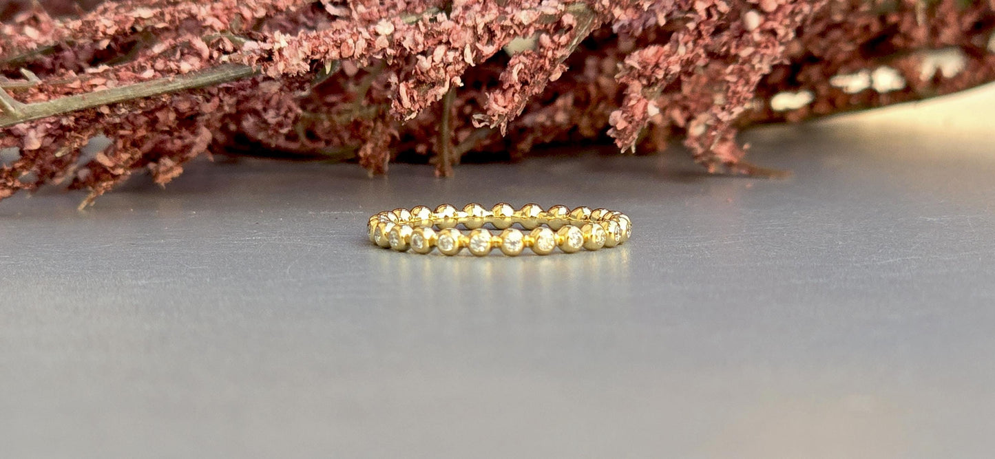 Cute stackable bubble band, Half\Full eternity wedding band, bands for women, gift for her, birthday anniversary gift, design your own stack