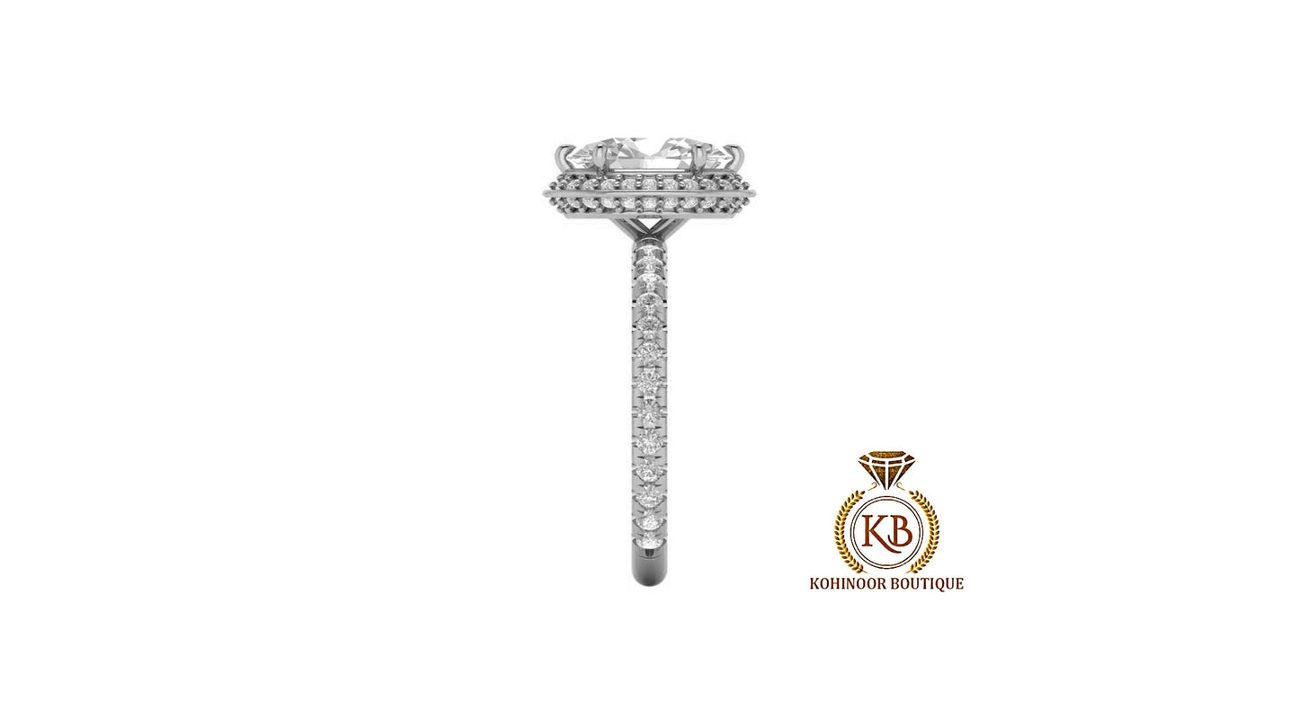 Vintage Oval Moissanite hidden double halo with U pave band Solitaire Engagement\Proposal\Anniversary\Promise Ring in 18k\14k\10k