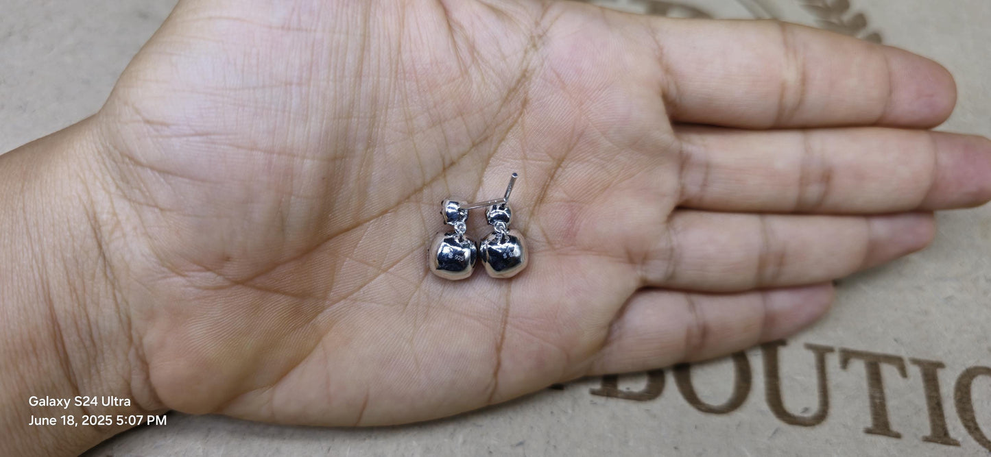 Georgian cut down button back set cushion moissanite and lab grown sapphire earrings, Earrings for women