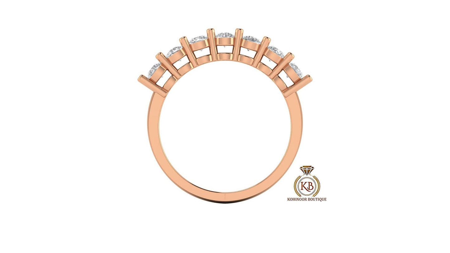 Round 7 stone Colorless Moissanite band, Anniversary gift, Wedding Band in 18k\14k\10k White\Yellow\Rose Gold