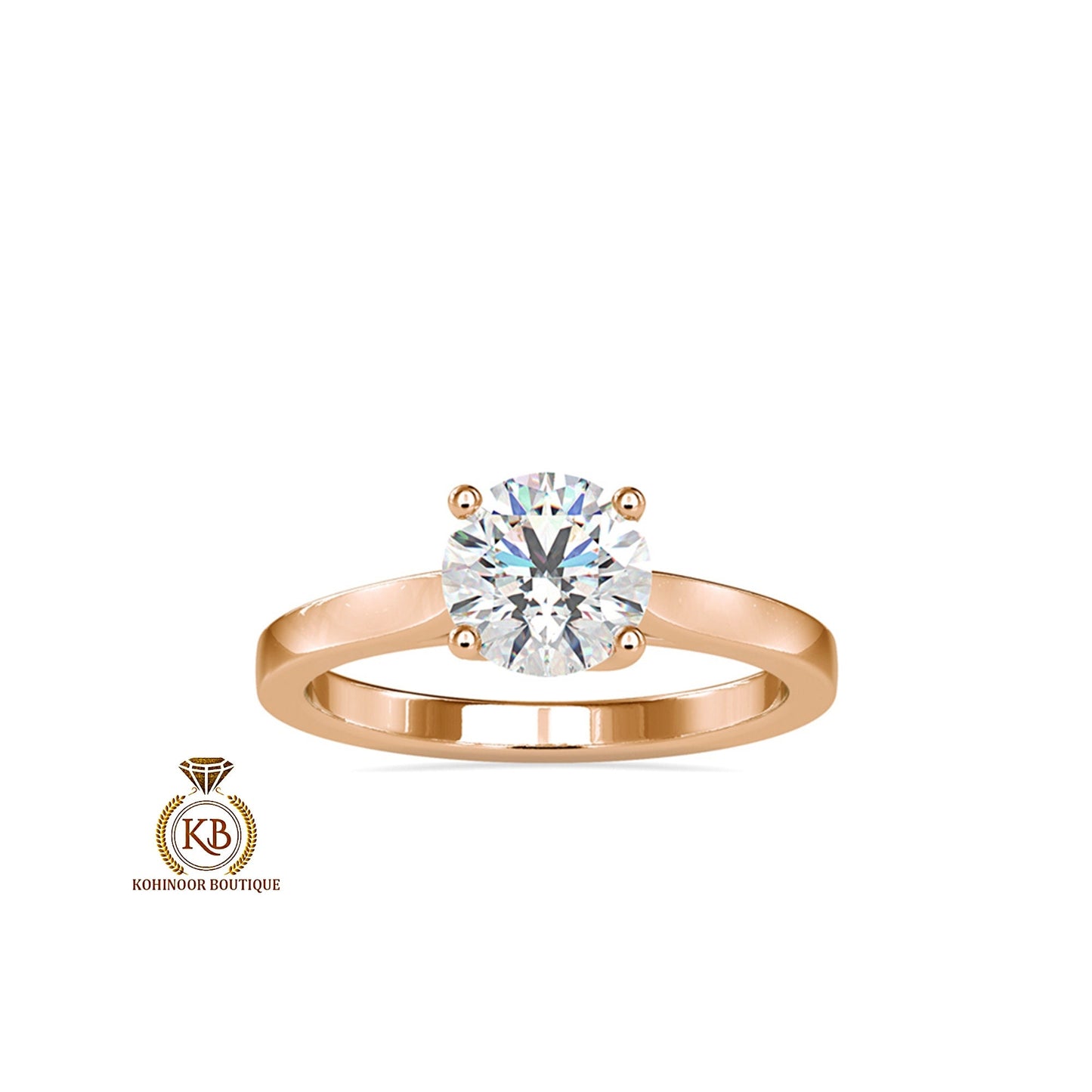 Round Cut Moissanite Classic Solitaire ring with Heart shaped Basket, Ring for women, Gift for her.