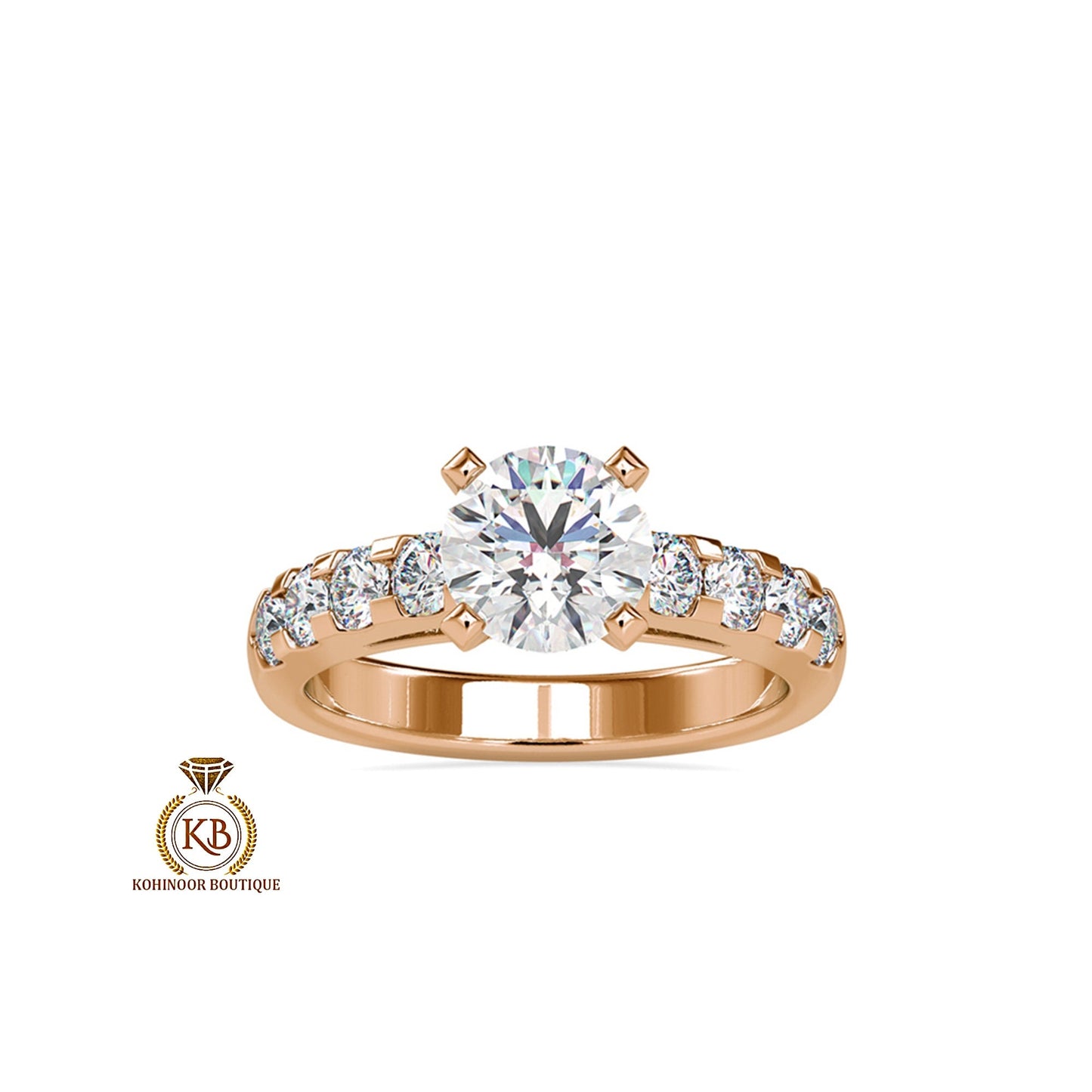 Round Cut Solitaire collar Halo Cathedral Set U shaped Pave Moissanite Engagement ring,ring for her, engagement ring, classic solitaire ring