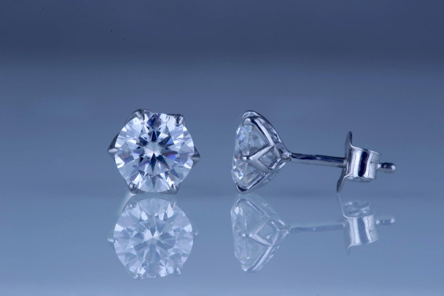 Tulip prongs Round Cut Moissanite Stud Earrings, Screw Back Earrings, Anniversary Gift for wife, available in all size and shapes.