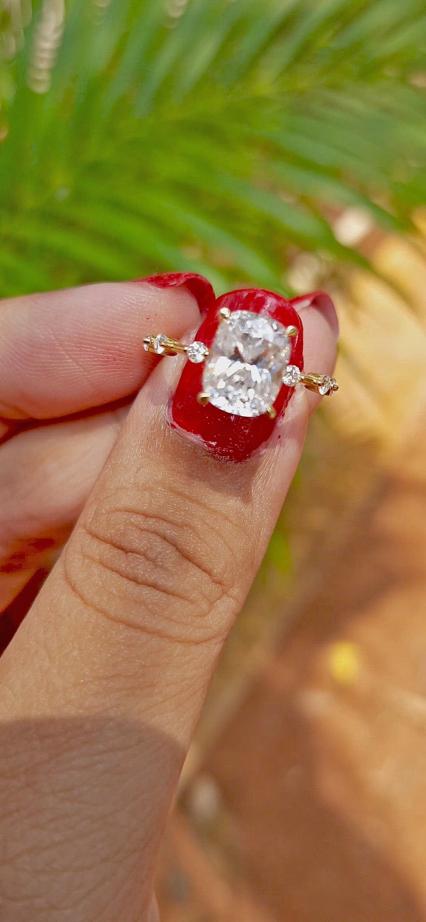 Cushion cut Hidden Halo Moissanite Engagement Ring , Solitaire Engagement ring, Ring for her, distance band, ring for women