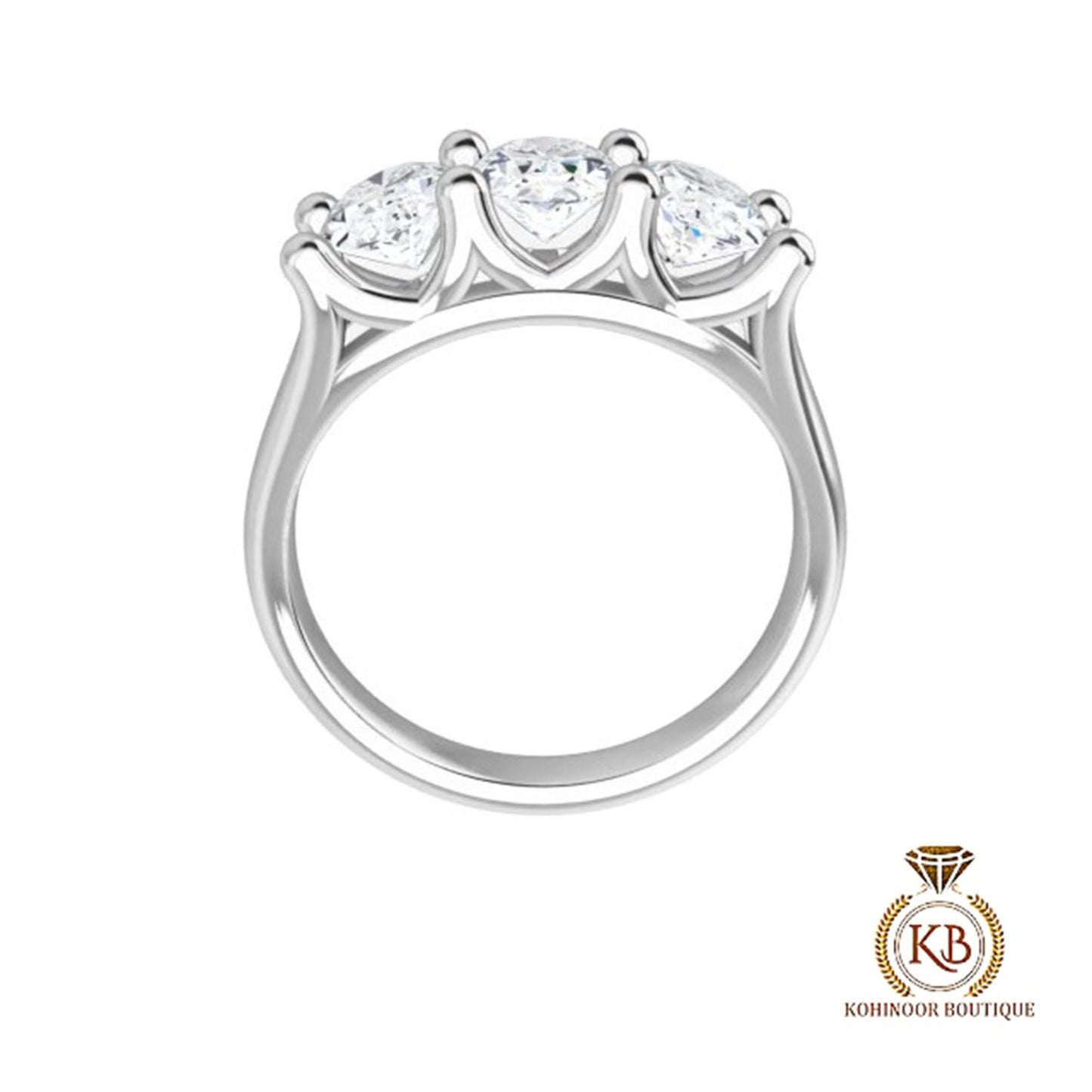 3 Stone Oval Trellis Set Moissanite Engagement ring, ring for her, gift for women, 3 stone anniversary band.
