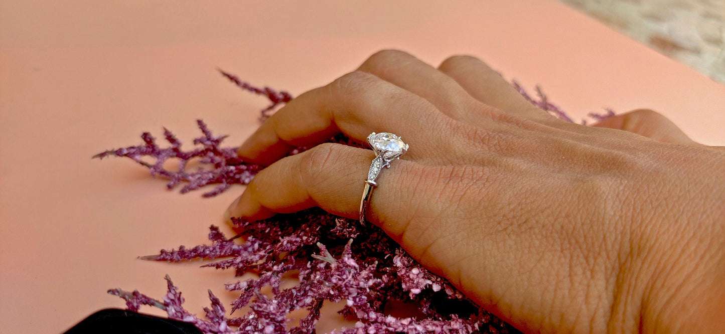 Vintage Old European cut moissanite solitaire Engagement ring, Edwardian ring for women, vintage-inspired setting.