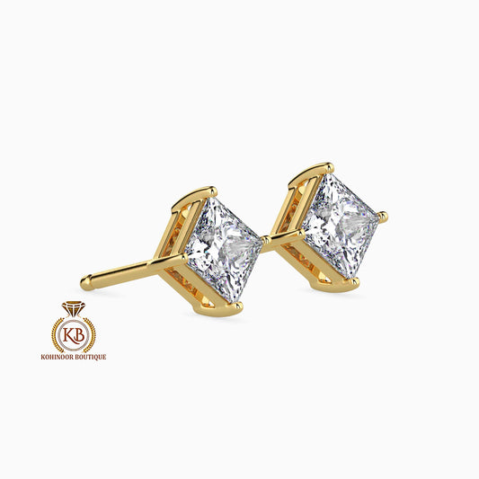 Princess Cut kite set Solitaire Moissanite Stud Earrings,Moissanite Wedding Earrings,Push Back Earrings,Anniversary Mother's Day Gift