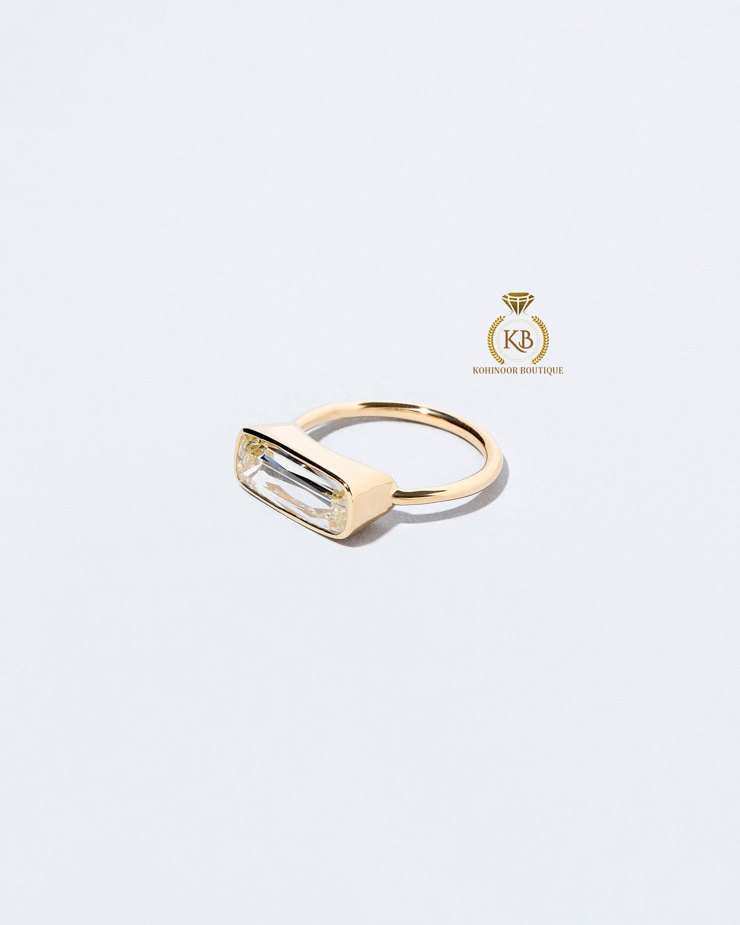 Elongated Cushion Engagement ring, Moissanite Cushion bezel East West set solitaire Ring, Ring for her, Rings for women