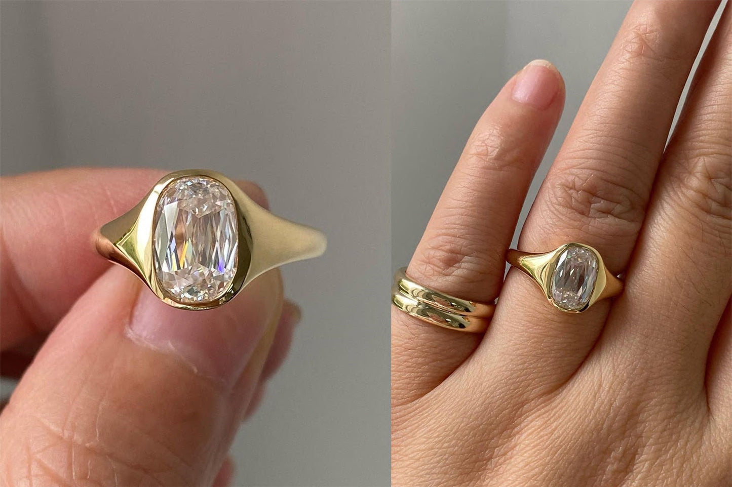Bezel Set Criss Cut Elongated Cushion Moissanite Solitaire Engagement Ring, Ring for women, Unique cut ring, Gift for her\wife