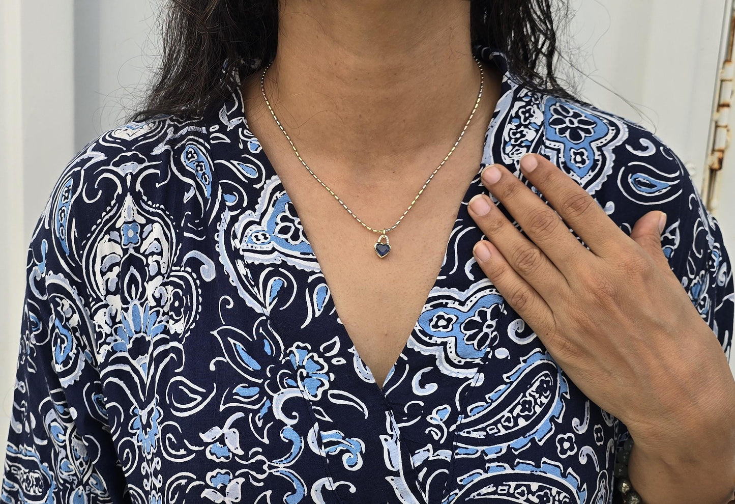 Heart Shaped bezel set Lab grown Sapphire pendant with lab grown diamond pave bail, dainty wedding pendant for women girls