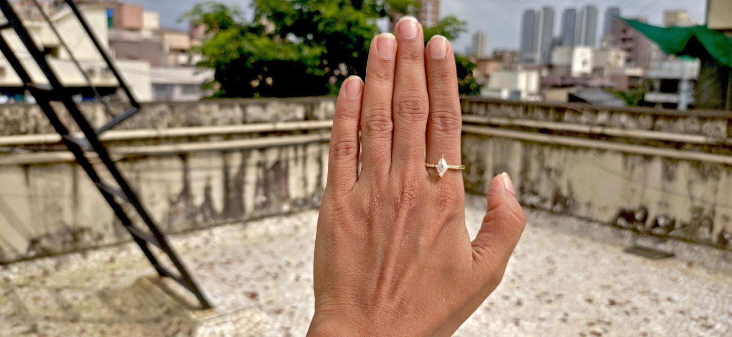 Step Cut Lozenge Cut moissanite Solitaire Engagement Ring with side pave, Gift for her, Rings for women, Promise ring, Proposal Ring