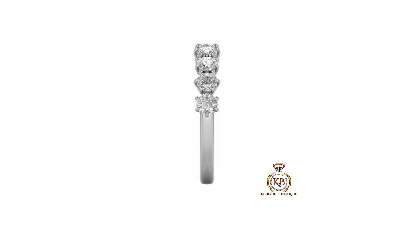 Round 9 stone Colorless Moissanite band, Anniversary gift, Wedding Band in 18k\14k\10k White\Yellow\Rose Gold