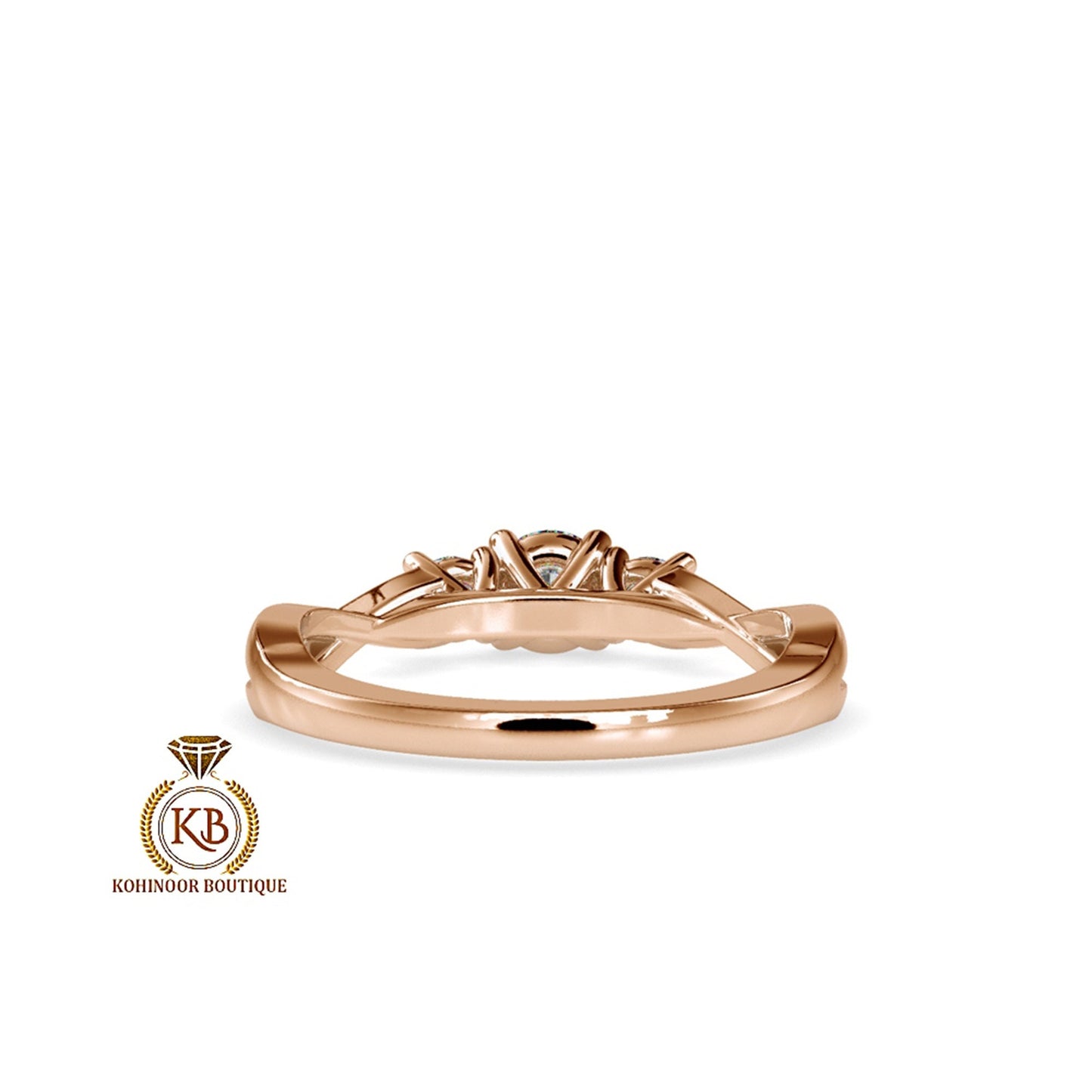 3 stone Vintage twisted band, Moissanite Engagement\Wedding\Mother Ring in 18k\14k\10k Gold