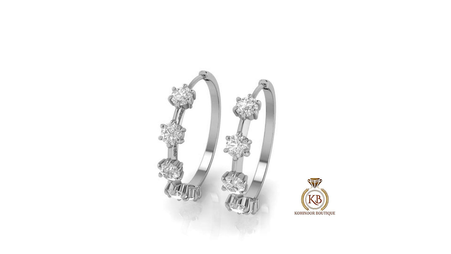 Round Moissanite eternity hoops and huggies, lightweight, easy to wear, must-have for every jewelry collection, easily fit any occasion.