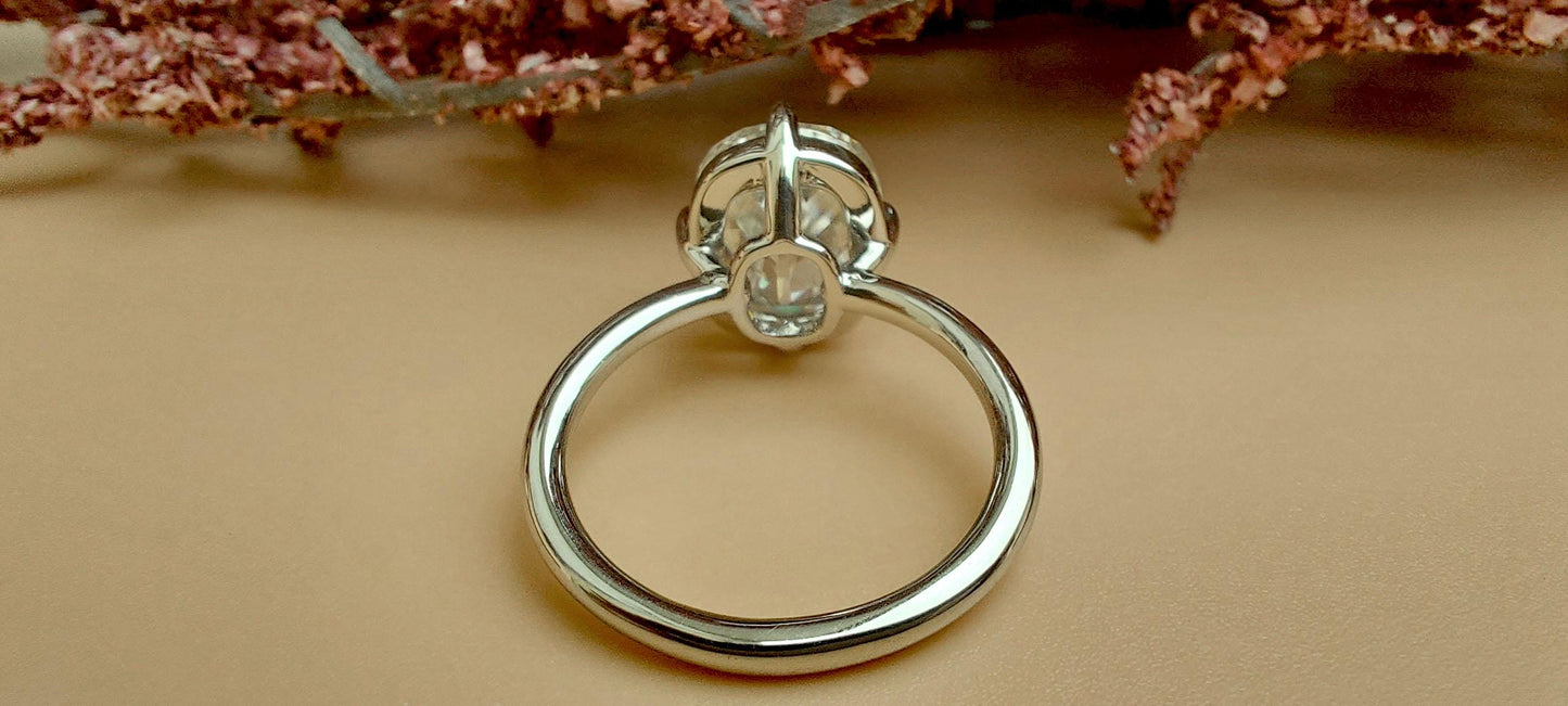 Old Mine Cut OMC Elongated Cushion Cut Moissanite Compass prong Basket set Engagement Ring, Antique moissanite Ring, Proposal ring.