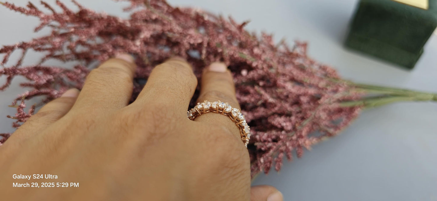 Marquise Alternating Lab grown diamond eternity wedding band, Bridal stackable, Anniversary gift for wife, Right hand ring