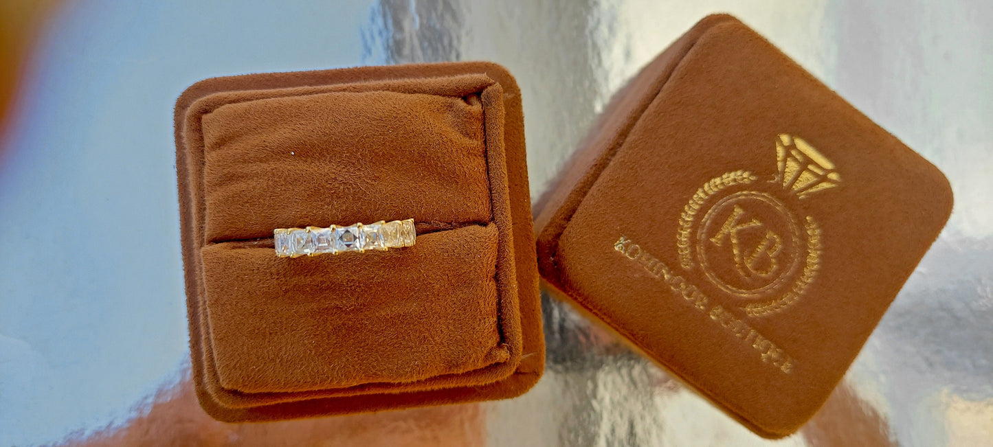Vintage France\ French cut Moissanite Eternity Ring, wedding band, stackable ring, Princess cut Half\Full eternity band, Anniversary gift