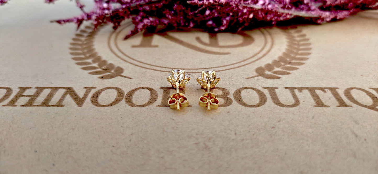 Tulip prongs Round Cut Moissanite Stud Earrings, Screw Back Earrings, Anniversary Gift for wife, available in all size and shapes.