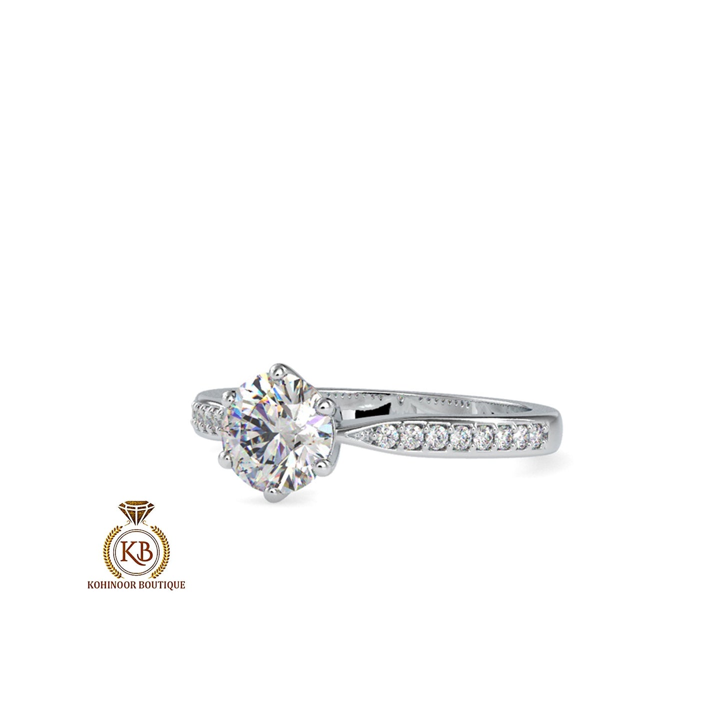 Round Cut classic Solitaire with side pave band Moissanite Engagement\Wedding\Mother Ring in 18k\14k\10k