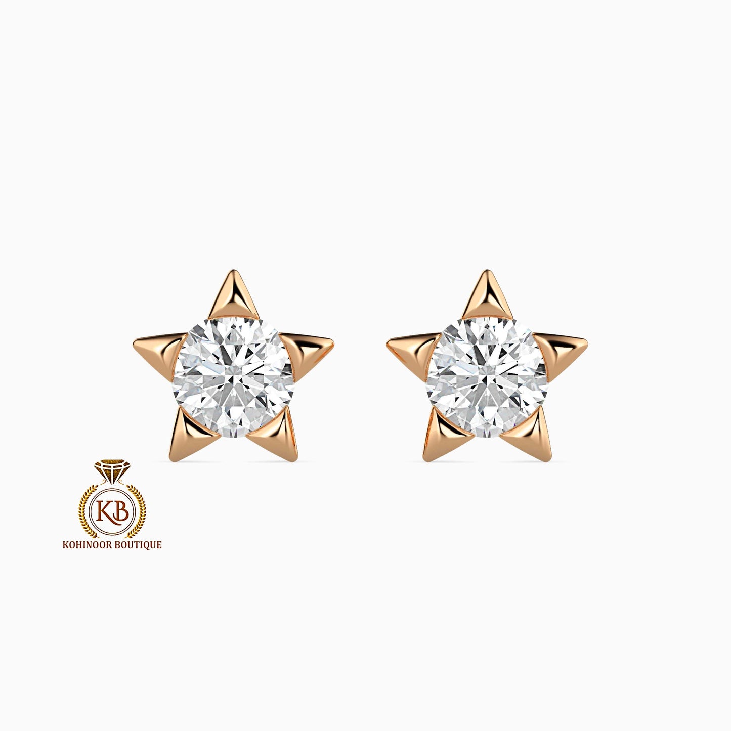 Round Cut Star shaped Solitaire Moissanite Stud Earrings,Moissanite Wedding Earrings,Push Back Earrings,Anniversary Mother's Day Gift